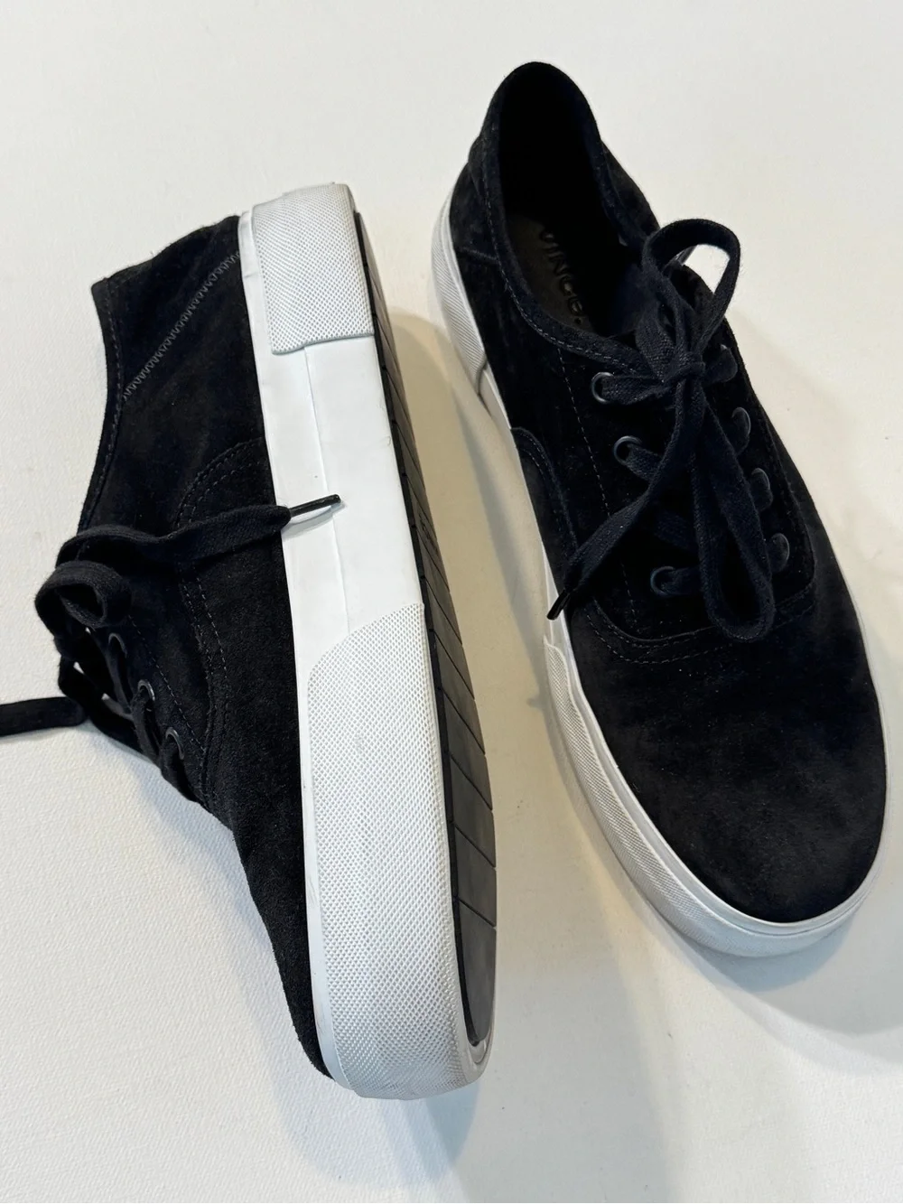 Vince Copley Black Suede Platform Lace-Up Sneakers Size 9